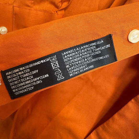 Guy Laroche Dress Shirt Mens 16 Orange 100% Cotton Long Sleeve Office Preppy - Picture 4 of 8